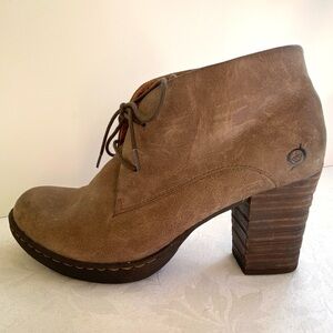 BORN Suede Leather Block Heel Ramsey Oxford Lace Up Boots 8 1/2